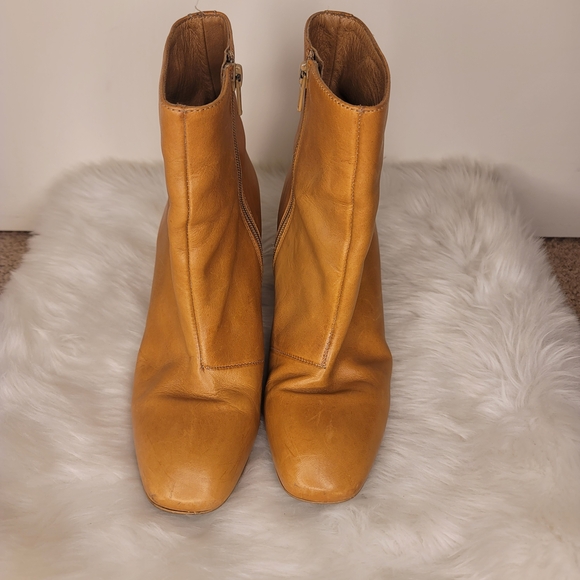 Free People Nicola Tan Leather Block Heel Ankle Boots - Picture 3 of 7